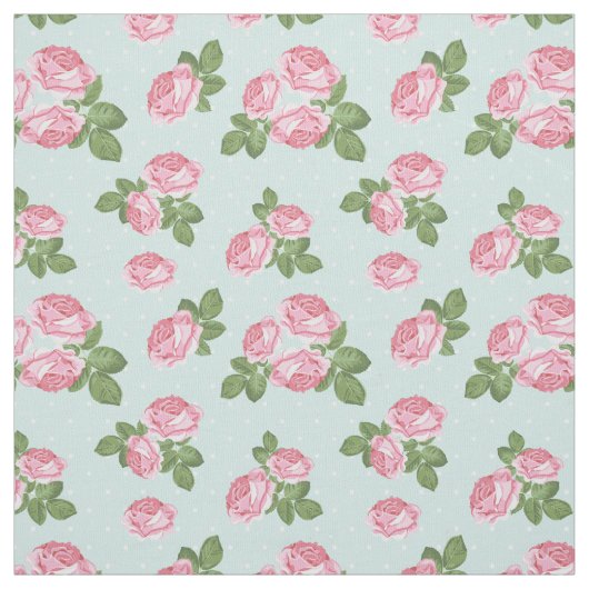 Shabby Chic Tee Rose Rosa und Blauer Stoff (Muster)