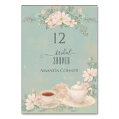 Shabby-Chic-Teeparty-Brautabschied Tischnummer (Vorderseite)