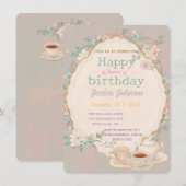Shabby Chic Teeparty Einladung (Vorne/Hinten)