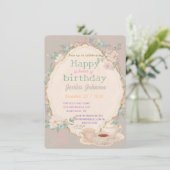 Shabby Chic Teeparty Einladung (Stehend Vorderseite)