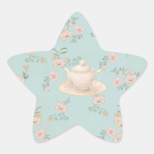 Shabby chic Teeparty Stern-Aufkleber (Vorderseite)