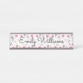 Shabby Chic Tiny Hübsch Pink Roses White Feminine Schreibtischnamensplakette (Vorderseite )