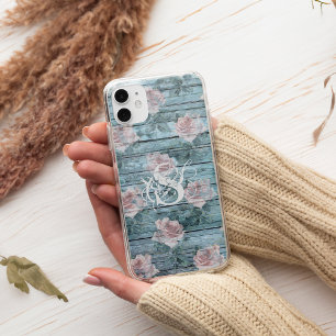 Shabby Chic Türkis Rosa Florales Monogramm Case-Mate iPhone Hülle