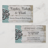 Shabby Chic-Türkis u. weiße hölzerne Visitenkarte (Vorne/Hinten)
