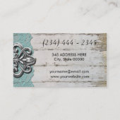 Shabby Chic-Türkis u. weiße hölzerne Visitenkarte (Rückseite)