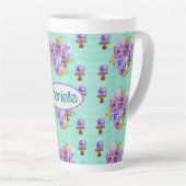 Shabby Chic Turquoise Aqua Pansy Blumenlatte Milchtasse (Rechte Ecke)
