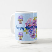 Shabby Chic Turquoise Aqua Pansy Tasse (Vorderseite Links)