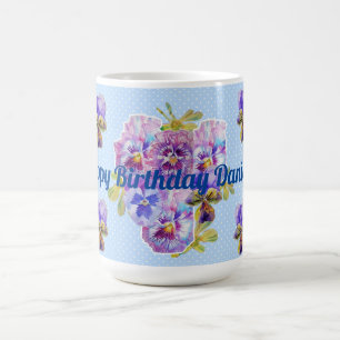 Shabby Chic Turquoise Aqua Pansy Tasse