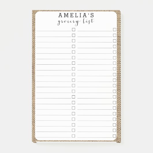 Shabby Chic Tweed Rustic Burlap Fabric Textur Post-it Klebezettel (Vorderseite)