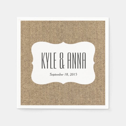 Shabby Chic Tweed Rustic Burlap Fabric Textur Serviette (Vorderseite)