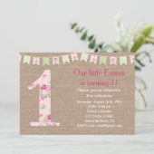 Shabby Chic und Leinwand-erste Einladung (Stehend Vorderseite)