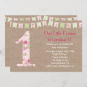 Shabby Chic und Leinwand-erste Einladung (Vorne/Hinten)