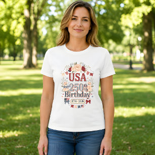 Shabby Chic USA 250. Geburtstags-T-Shirt für Fraue T-Shirt