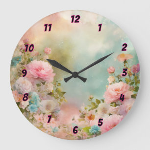 Shabby Chic verträumte Pastellfarben Wall Clock Große Wanduhr
