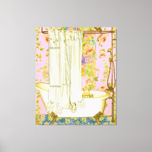 Shabby-Chic-Victorian-Badewanne Messingarmaturen Leinwanddruck