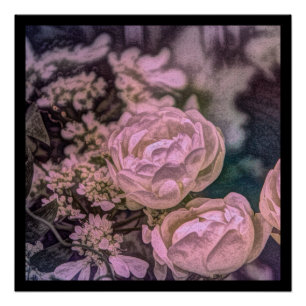 Shabby Chic Viktorianischer Garten Bohemisch rosa Poster