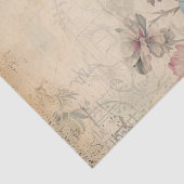 Shabby Chic Vintag Blush Blue Peonfly Butterfly Seidenpapier (Detail)