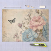 Shabby Chic Vintag Blush Blue Peonfly Butterfly Seidenpapier (Handwerk)