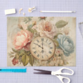 Shabby Chic Vintag Blush Blue Rose Blumenuhr Seidenpapier (Handwerk)