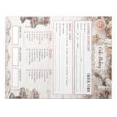 Shabby Chic Vintag Cake Bakery Bestellformular Notizblock (Vorderseite)
