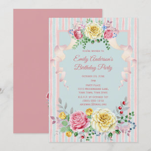 Shabby Chic Vintag Floral Geburtstag Einladung