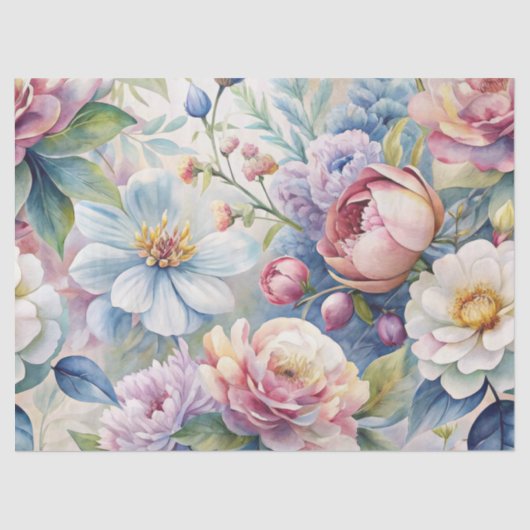 Shabby Chic Vintag Inspiriert Pastel Floral Seidenpapier (Vorderseite)