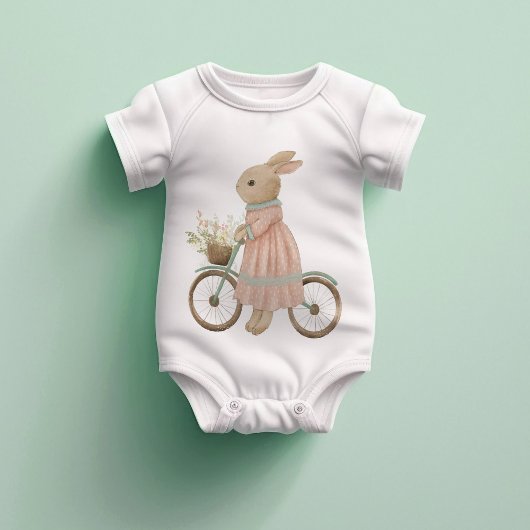 Shabby Chic Vintag Rabbit Baby Strampler