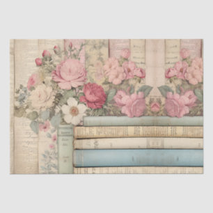 Shabby Chic Vintag Rosa Rosen Antike Bücher Seidenpapier