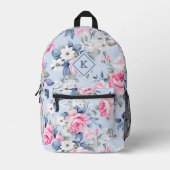 Shabby Chic Vintag Rose Muster Bedruckter Rucksack (Vorderseite)