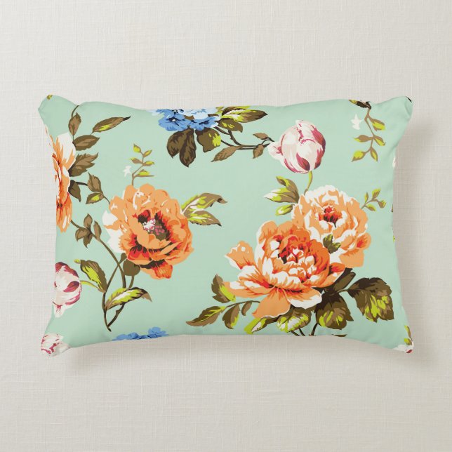 Shabby Chic Vintag Rose Muster Dekokissen (Vorderseite)