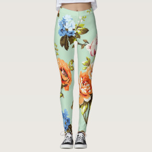Shabby Chic Vintag Rose Muster Leggings