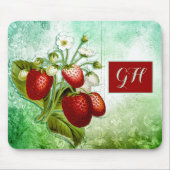 Shabby Chic Vintag Strawberries Monogramm Mousepad (Vorne)
