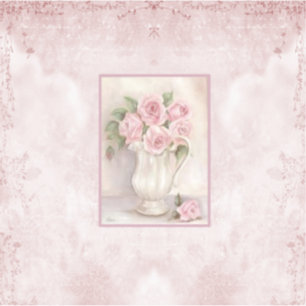 Shabby Chic Vintag Vase mit Rose Aufkleber