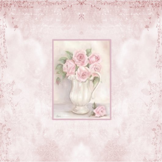 Shabby Chic Vintag Vase mit Rose Aufkleber (Vorderseite)