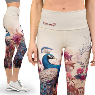 Shabby Chic Vintag Viktorianisch Peacock Yoga Capri Leggings