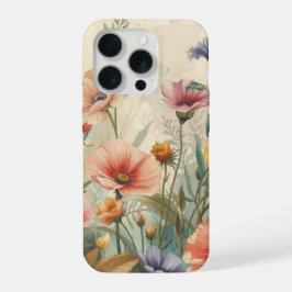 Shabby chic vintage antique poppies cottagecore iPhone 15 pro hülle