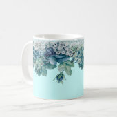 Shabby Chic-Vintage blaue Rosen-Kaffee-Tasse Kaffeetasse (Vorderseite Links)
