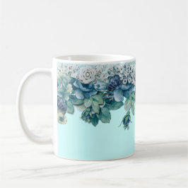 Shabby Chic-Vintage blaue Rosen-Kaffee-Tasse Kaffeetasse