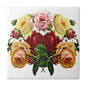 Shabby Chic Vintage Blumenstrauß Rosen Fliese
