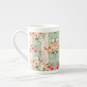 Shabby Chic Vintage Illustration Porzellantasse
