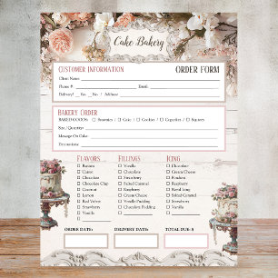 Shabby Chic Vintage-Kuchenbäckerei-Bestellformular Notizblock