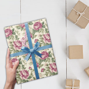 Shabby Chic Vintage Rosa Pfingstrosen Blumen Desig Geschenkpapier