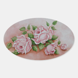 Shabby Chic Vintage Rosa Rosen Aufkleber
