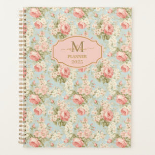 Shabby Chic Vintage Rosa Rosen Florales Monogramm Planer