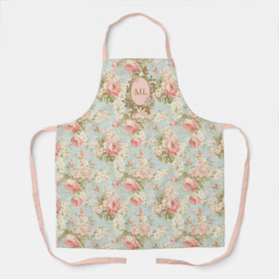 Shabby Chic Vintage Rosa Rosen Florales Monogramm Schürze