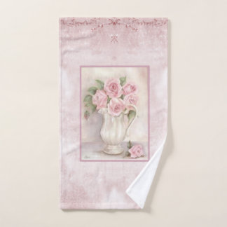 Shabby Chic Vintage rosa Rosen in Vasen Handtuch