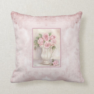 Shabby Chic Vintage rosa Rosen in Vasen Kissen