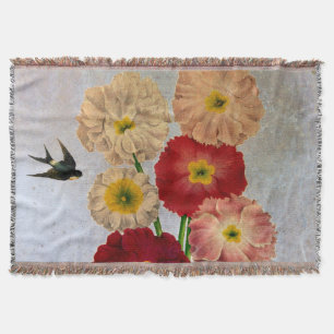 Shabby Chic Vintage Rosa Rot Weiße Blumen auf Blau Decke