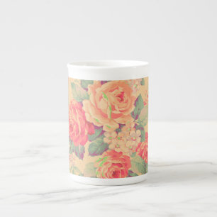 Shabby Chic Vintage Rose Bläschen Porzellantasse