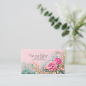 Shabby & Chic Vintage Rose Blumenbus Personalisier Visitenkarte (Stehend Vorderseite)